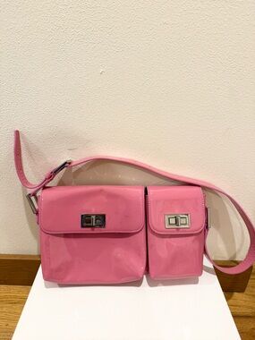 By FAR Pink Patent Leather Billy Bag